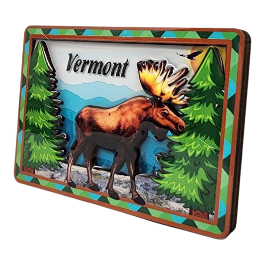 Glossy Layered Magnet - Vermont Moose