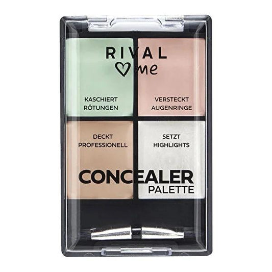 Rival Loves Me 4-Color Concealer Palette - Professional Makeup for Flawless Skin Tone Optimization