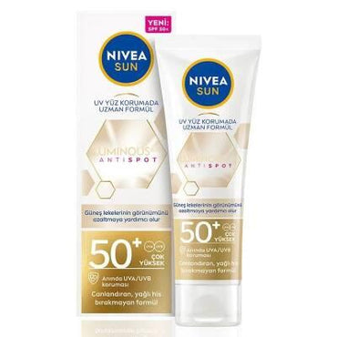 Nivea Sun Luminous630 Anti-Spot Sunscreen Face Cream SPF50+ - Non-Greasy, Reduces Sun Spots, 1.35 fl oz