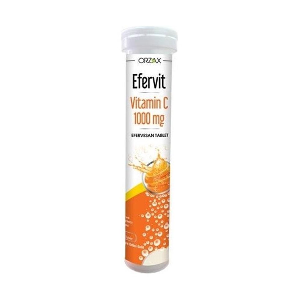 Efervit Vitamin-C 1000 mg Effervescent Tablets - Boosts Immune System, Orange Flavored Dietary Supplement