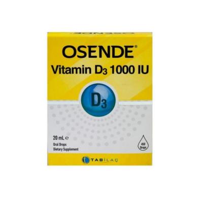 Osende Natural Vitamin D3 Drops: Olive Oil Based Cholecalciferol Supplement for Bone Health & Immune Support, 20ml