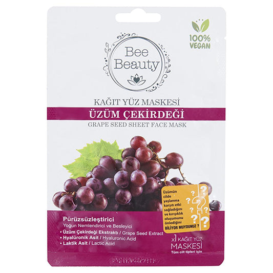 Bee Beauty Grape Seed Face Mask for Hydrated, Radiant Skin - Natural Skincare