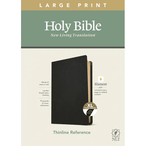 NLT Large Print Thinline Reference Bible, Filament Enabled Edition (Red Letter, Genuine Leather, Black, Indexed) - Leather