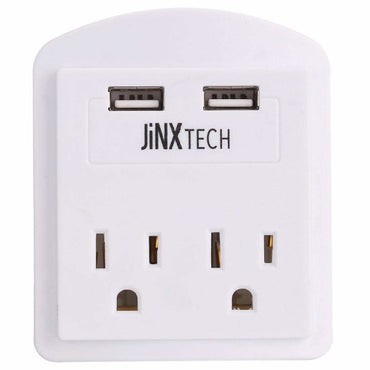 JinxTech 2-Outlet Wall Tap with Dual USB
