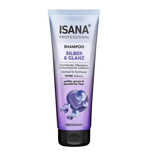 Isana Professional Silver Shampoo for Blonde/Gray Hair - Vegan, Dermatologically Tested, 8.45 fl oz