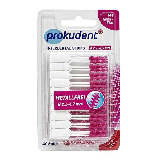 Prokudent Metal-Free Interdental Brushes - 40 Count, Gentle Oral Hygiene for Braces & Bridges