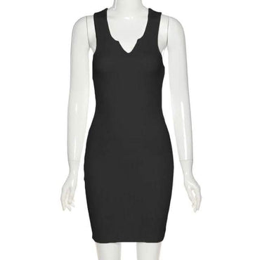 Kliou Cotton Sleeveless V-Neck Ladies Dress
