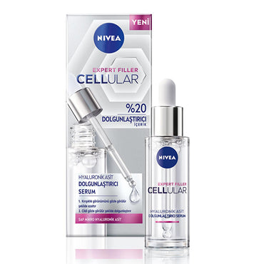 NIVEA Anti-Aging Facial Serum - Cellular Expert Filler Hyaluronic Acid Plumping Serum for Wrinkles, Hydration, and Skin Elasticity