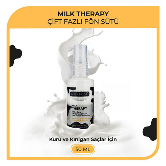 Morfose Milk Therapy: Hair Heat Protectant & Styling - Amino Acid & Milk Protein Damage Repair, Dual Phase Conditioner, 1.69 fl oz