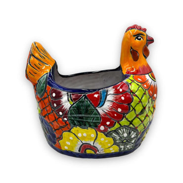 Large Talavera Chicken Planter | Hand-Painted Mexican Pottery Statue