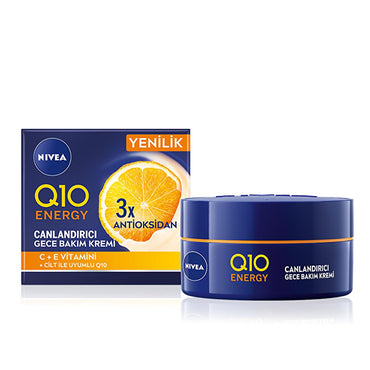 Nivea Q10 Energy Night Cream with Vitamin C - Anti-Aging, Moisturizing Night Care for All Skin Types