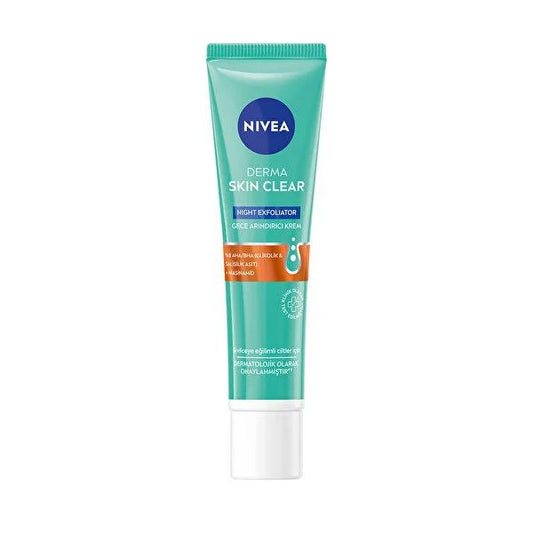 Nivea Derma Skin Clear Exfoliating Night Cream - Anti-Acne, Glycolic Acid & Salicylic Acid Nightly Treatment for Acne-Prone Skin
