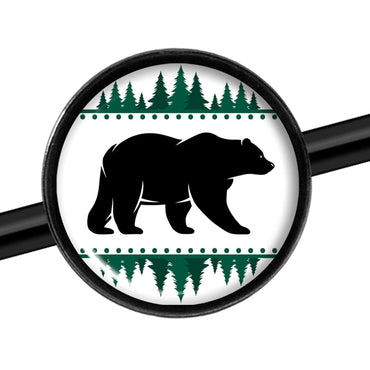 14G Winter Polar Bear in Woods Black Industrial Barbell 37mm