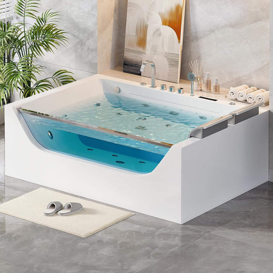 Nuvia Novara 71-Inch Luxury 2-Person Jetted Whirlpool Tub With Massage And Thermostat Control (SAK24590)