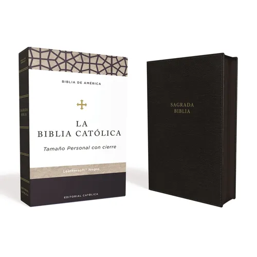 Biblia Católica, Tamaño Personal, Leathersoft, Negra, Con Cierre, Comfort Print - Leather
