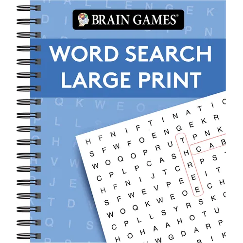 Brain Games - Word Search Large Print (Blue) - Spiral