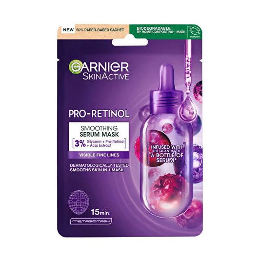 Garnier Pro-Retinol Face Mask - Smooth Fine Lines & Anti-Aging Skincare with Açai Extract