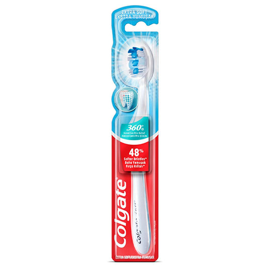 Colgate 360 Extra Soft Toothbrush for Sensitive Teeth & Gums - Gentle Oral Care for Health-Conscious Individuals