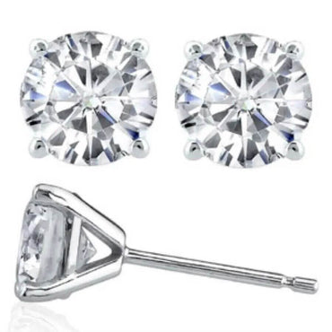Martini 6.00 Ct D Vs1 Round Lab Created Diamond Earrings 4 Prong 14 K White Gold