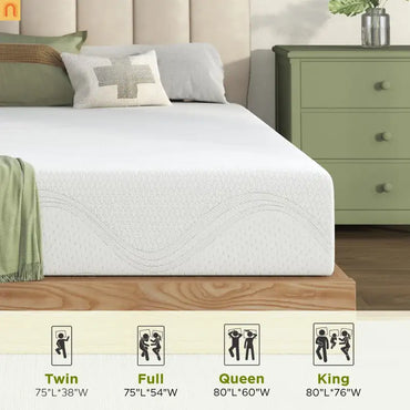 Mattress Memory Foam Gel Infused White Full 10in Washable Cover
