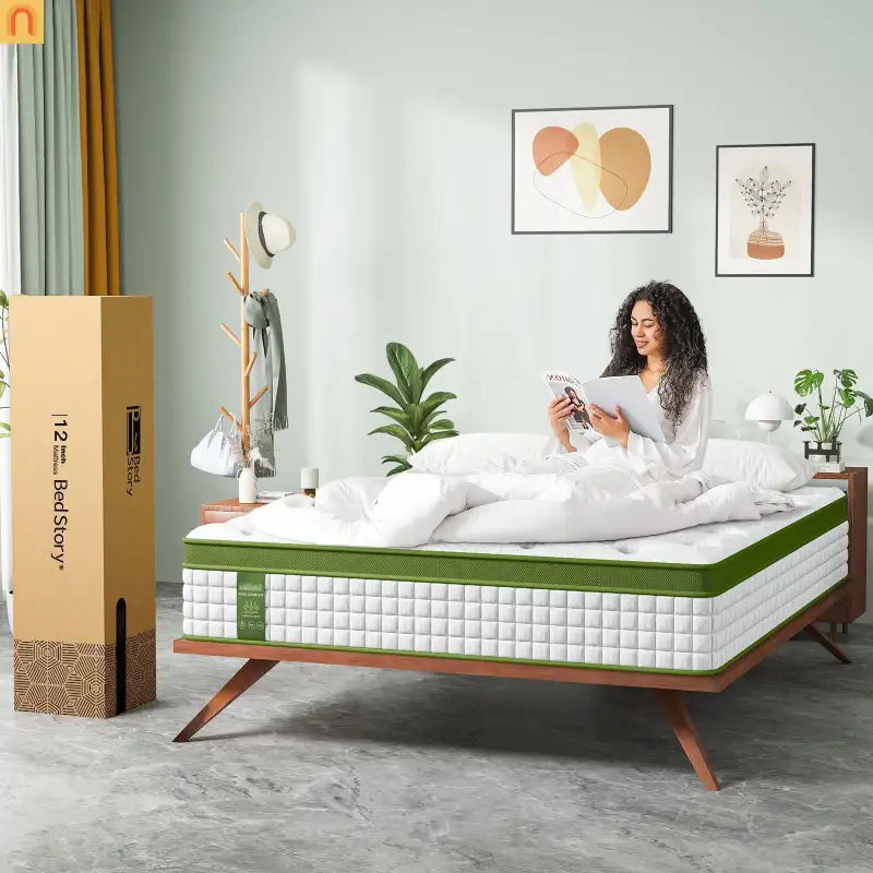 Mattress Hybrid Gel Memory Foam Pocket Springs Green 12in Queen