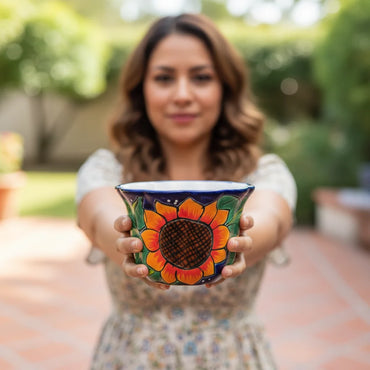 Mexican Talavera Sunflower Pot | Handmade Ceramic Planter