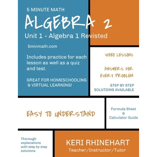 Algebra 2: Unit 1 - Algebra 1 Revisited: 5 Minute Math - Paperback