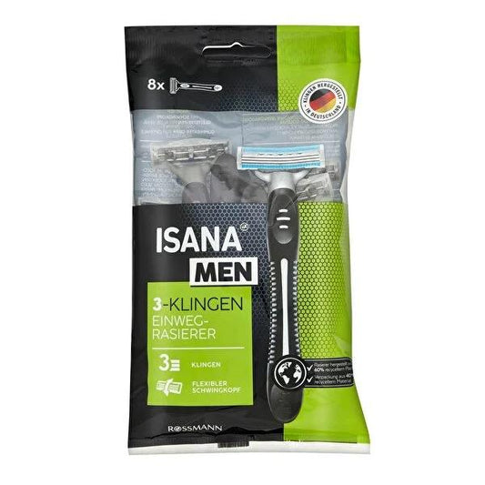 Isana Men 3 Blade Disposable Razor for Men - Triple Blade Shaving Razor with Aloe Vera & Vitamin E - Comfortable & Safe Shaving Solution