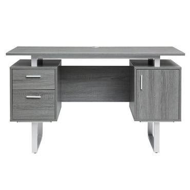 Modern Gray Office Desk with Storage