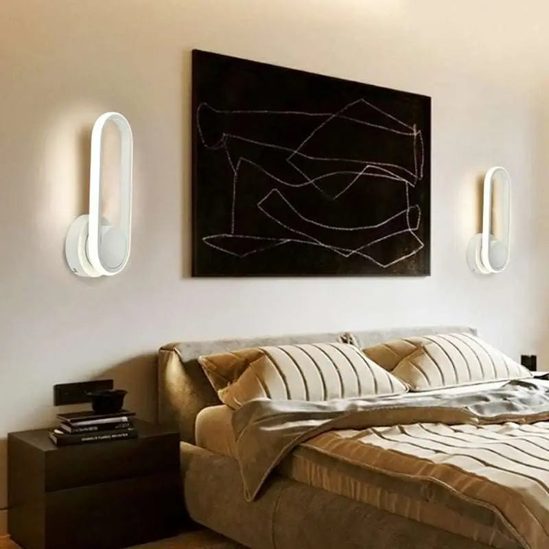 Modern White Oval Bedside Bedroom Wall Lamp