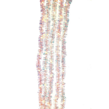 100-Light Silver Iridescent Tinsel Cascade Warm White Light Set