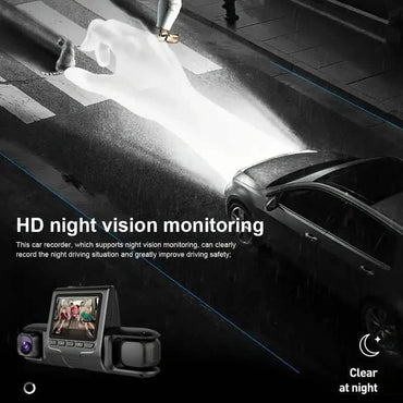 Car Dashcam Recorder, 2.0 Inch Screen Dual Lens HD Night Monitoring Mini Dash Cam