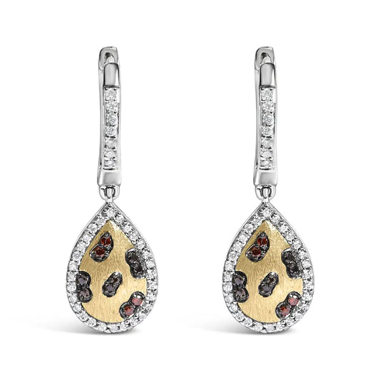 Multi-Color Diamond Pear Dangle Earrings in Gold-Plated Silver – 0.30 ct