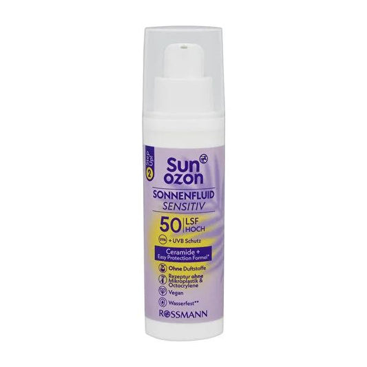 Sunozon Purple Face Cream with SPF 50 - Vegan, Sensitive Skin Friendly Moisturizer for Face, Neck & Décolletage