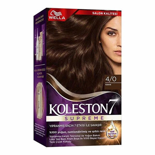 Koleston Wella Supreme Hair Dye 4/0 Kahve - Intense, Moisturized, Water-Resistant Hair Color