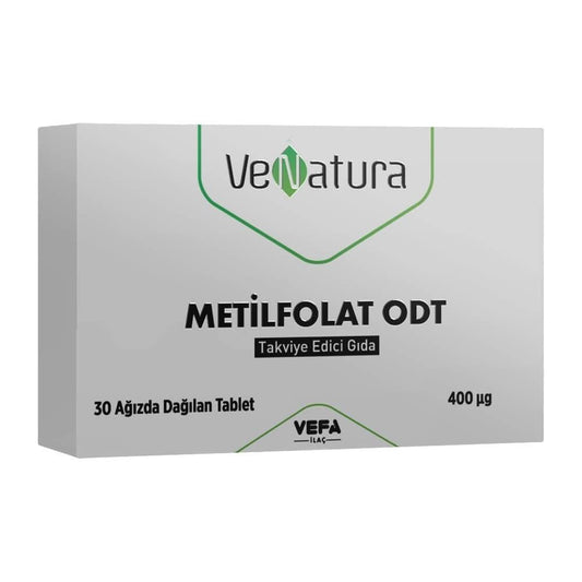 VeNatura Vegan Folate Supplement - 400 mcg Metilfolate Orally Disintegrating Tablets (30 Count)