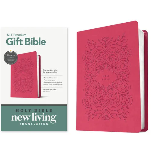 Premium Gift Bible Nlt, Filament Enabled (Leatherlike, Very Berry Pink Vines, Red Letter) - Imitation Leather