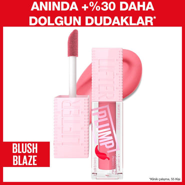 Maybelline New York Lifter Plump Lip Gloss - Blush Blaze, Non-Sticky, Long-Lasting Lip Care