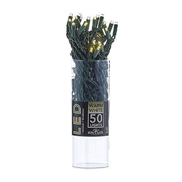 50-Light 5mm Warm White LED Green Wire Light Set