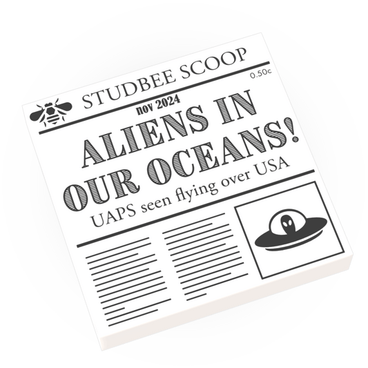 Aliens in our Ocean - Newspaper Headline - Custom Printed Using LEGO® Parts (2 x 2 Tile)