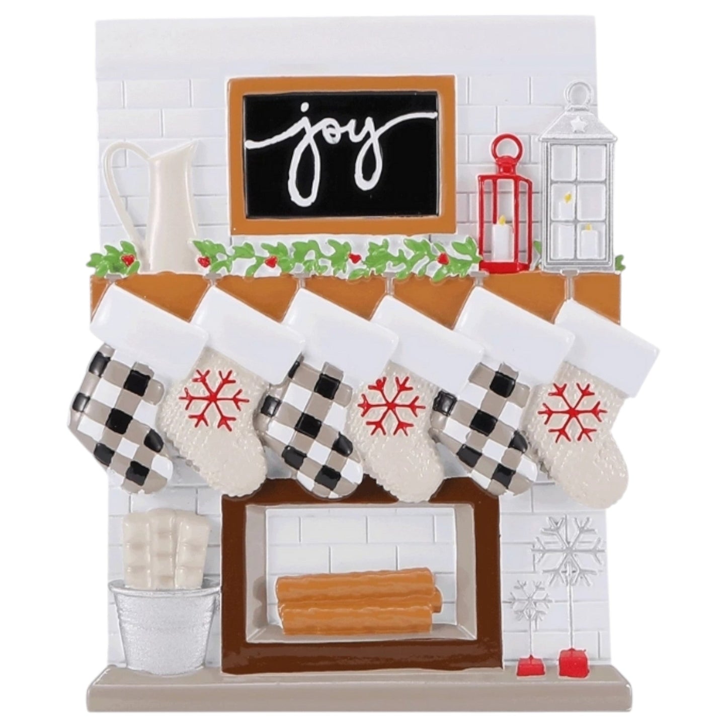 Fireplace Mantle Family of 6 Ornament
