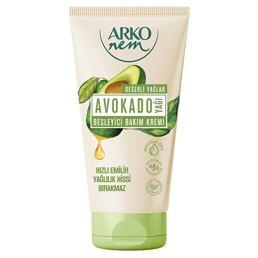 Arko Moisturizing Cream with Avocado Oil - 24 Hour Hydration, Non-Greasy, Vitamin Enriched for Dry Skin