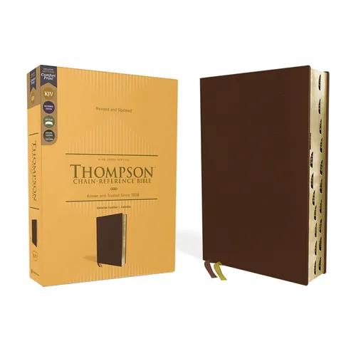 Kjv, Thompson Chain-Reference Bible, Genuine Leather, Calfskin, Brown, Red Letter, Thumb Indexed, Comfort Print - Leather