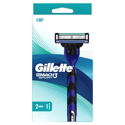 Gillette Mach3 Men's Manual Razor for Close Shave, Reduced Irritation - Aqua-Grip Handle, DuraComfort Blades