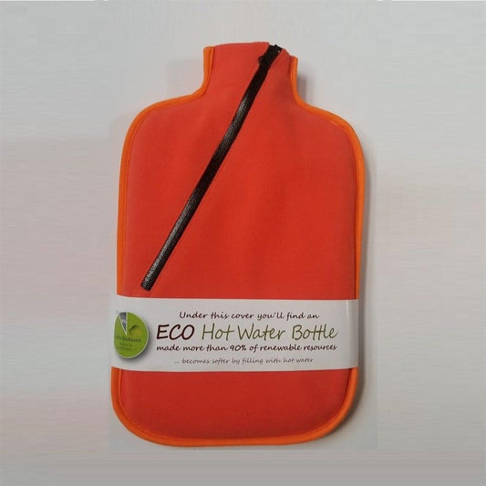 Hugo Frosch ECO Hot Water Bottle - Soft Cover, Eco-Friendly, Menstrual Cramp Relief, Warmth Relief, Orange