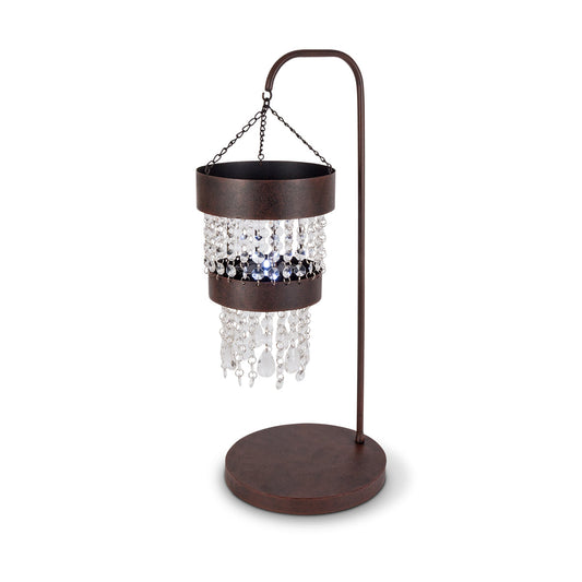 Acrylic Beaded Metal Table Top Solar Lighted Chandelier
