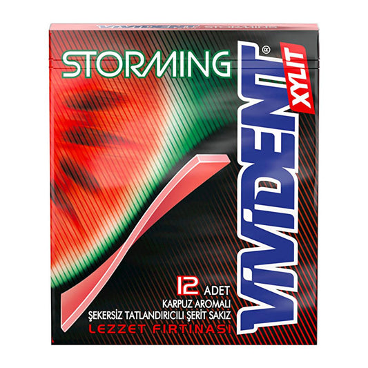 Vivident Storming Watermelon Flavored Chewing Gum - 33g Refreshing Fruit Gum