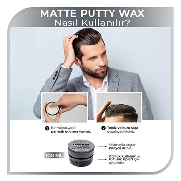 Morfose Ossion Matte Finish Hair Putty Wax for Men and Women - 3.38 fl oz, Water-Based, Flexible Hold