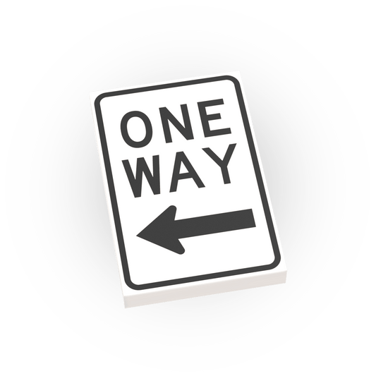 One Way - Left Only Street Sign - Custom Printed 2x3 Tile - Made Using LEGO® Parts