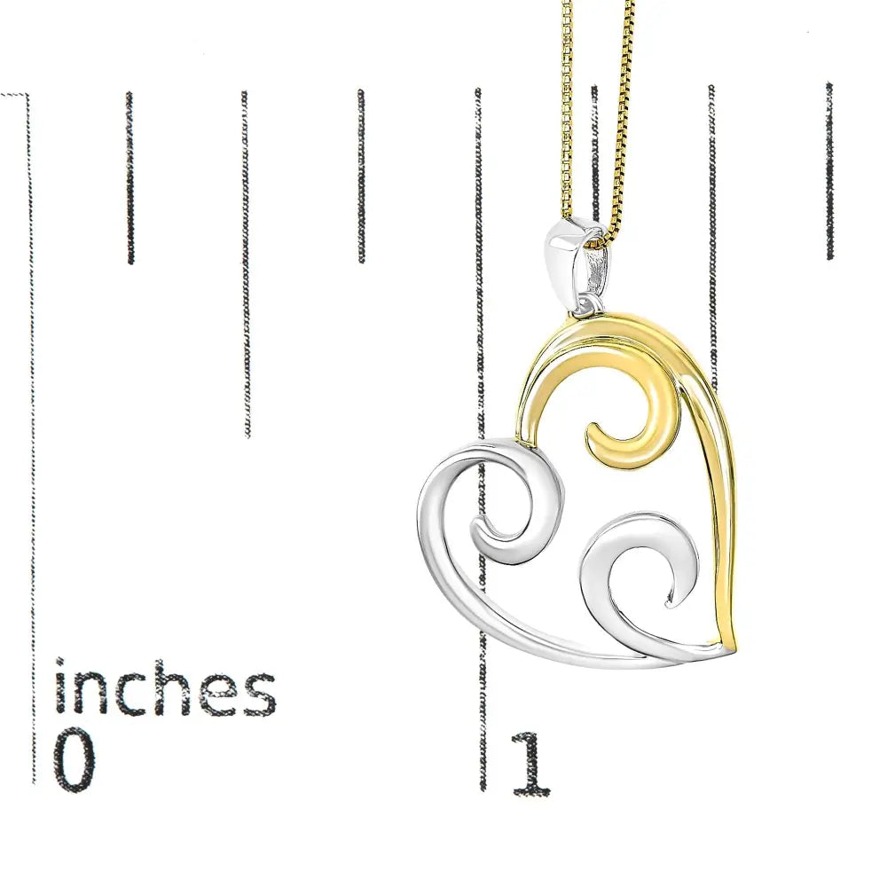 Open Heart Swirl Pendant Necklace in 10K Gold Over Sterling Silver 18